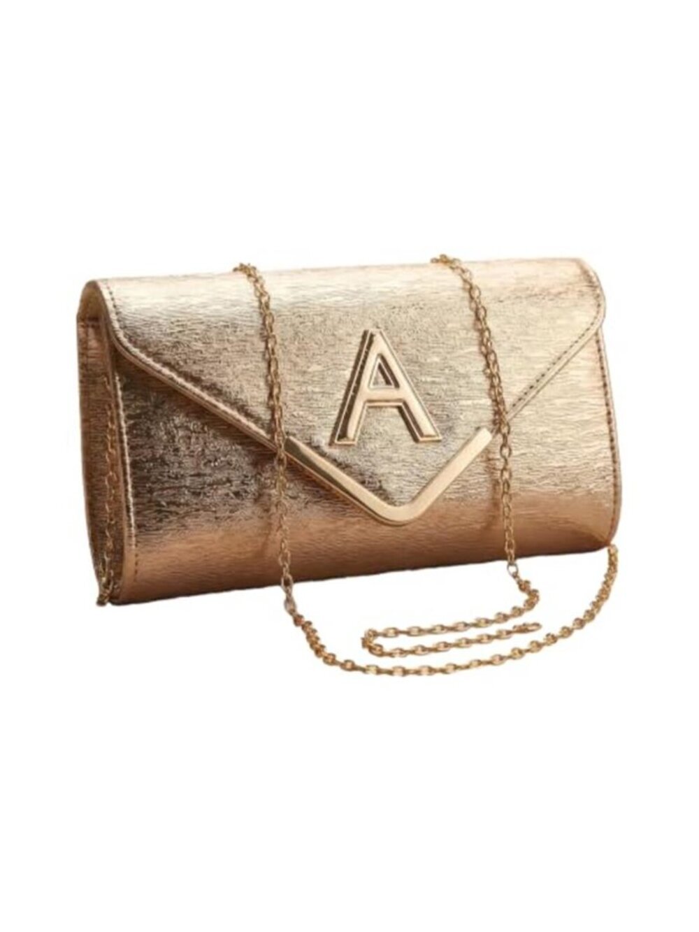 Letter A Gold Clutch Purse for Wedding Gala Prom Bridal Womens Gift Bag | A-Z